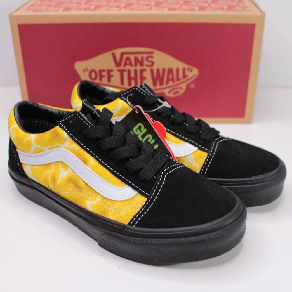 Vans Kids' Preschool Old Skool Shoes Black Yellow Glow in the Dark Select Size - Picture 8 of 11